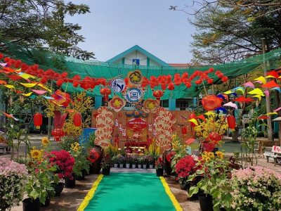 "Góc xuân điểm check in" tại trường Tiểu học Tân An
