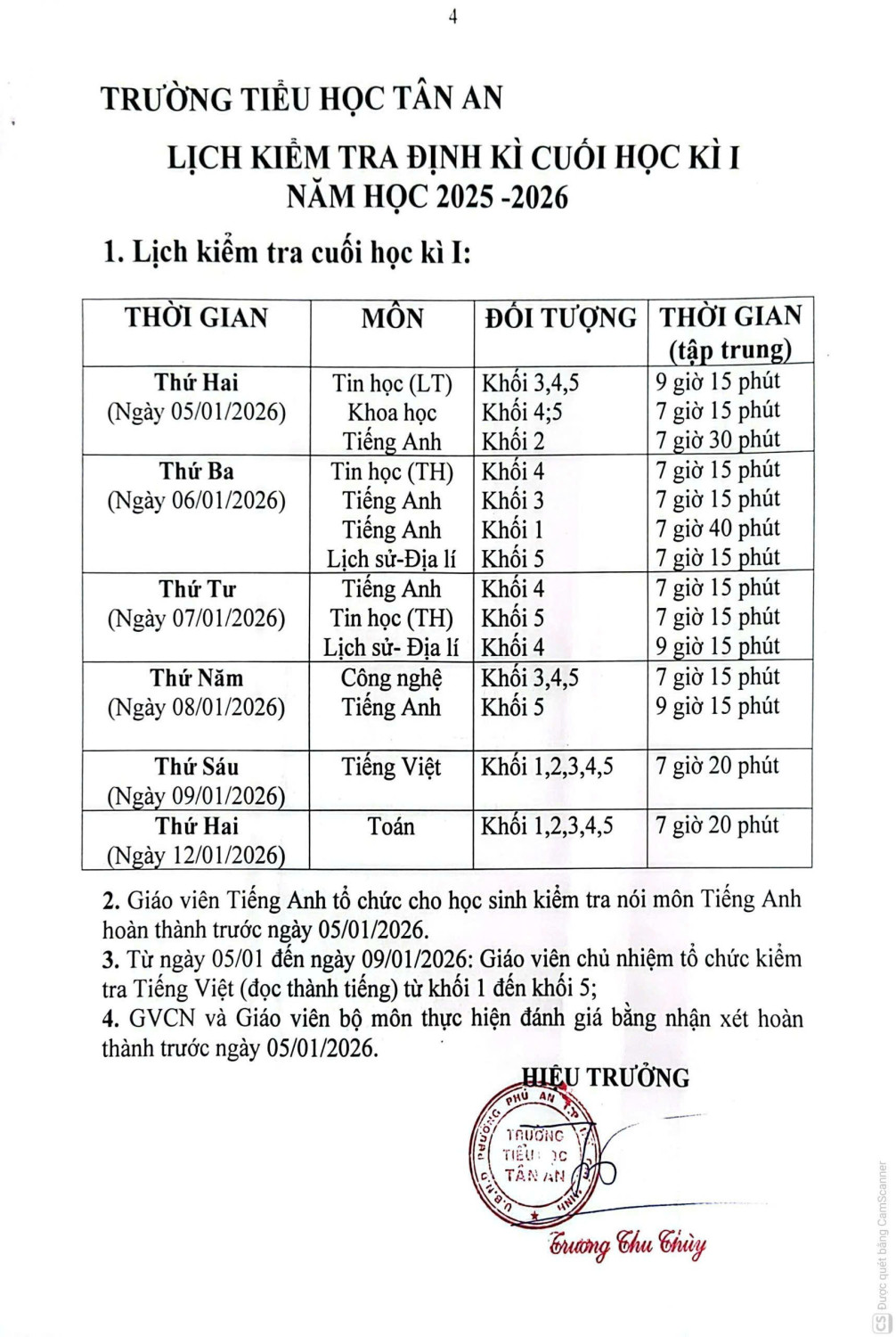 lịch thi ck1 nh 2025 2026